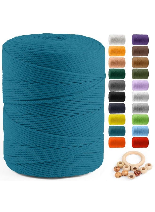 ZUEXT Macrame Cotton Cord 4mm x 547yds, Natural Handmade Peacock Blue Braided Cords 4 Strands Knitted Rope String for Craft Wall Hanging Weaving Tapestry Dream Catchers Hanger DIY Gift (500m) - Image 1