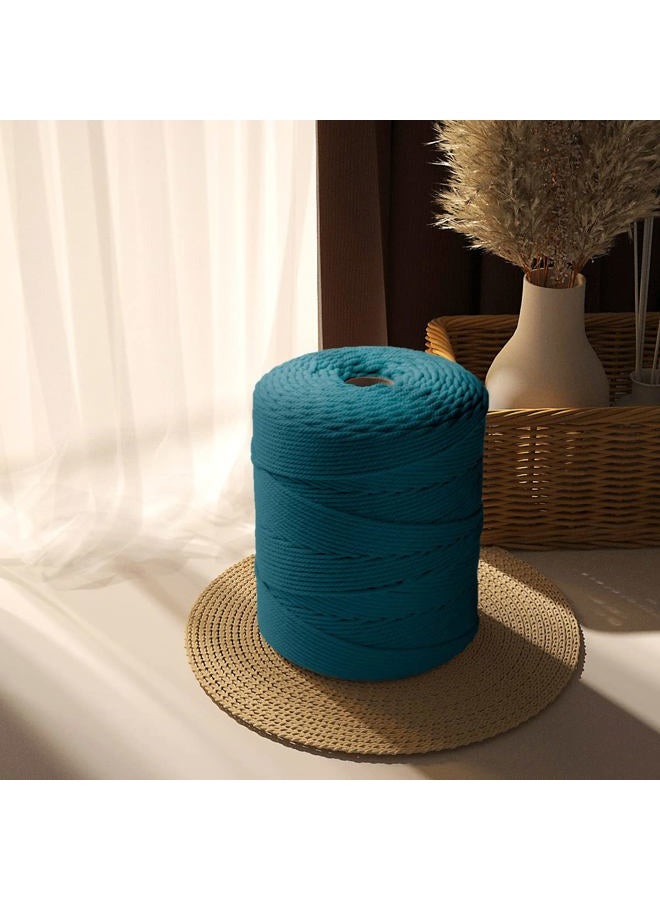 ZUEXT Macrame Cotton Cord 4mm x 547yds, Natural Handmade Peacock Blue Braided Cords 4 Strands Knitted Rope String for Craft Wall Hanging Weaving Tapestry Dream Catchers Hanger DIY Gift (500m) - Image 5