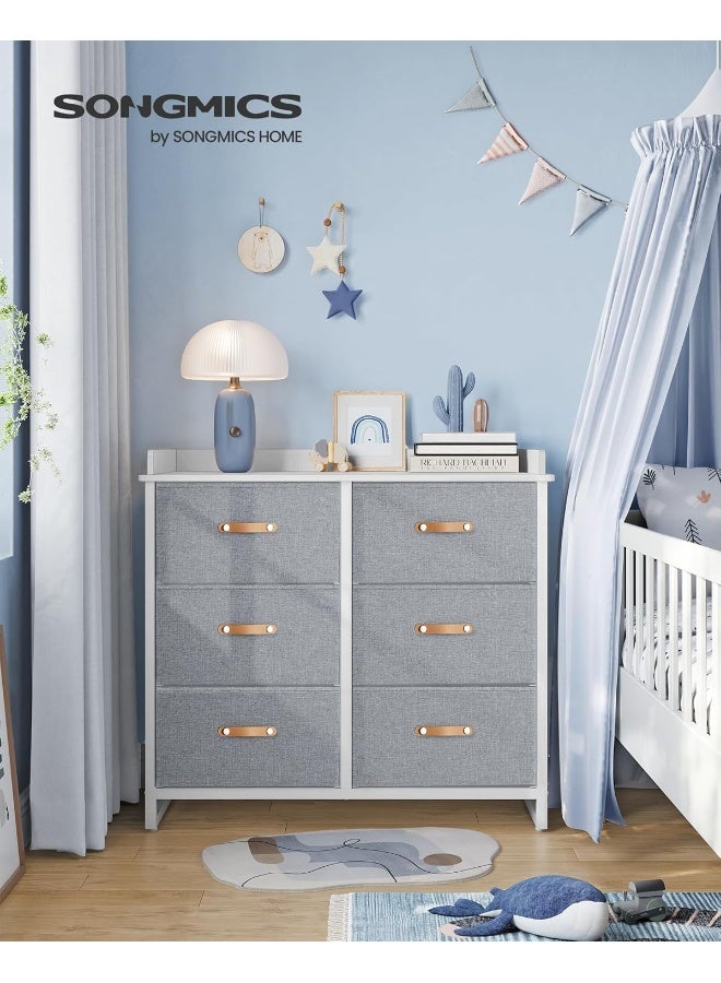 SONGMICS خزانة SONGMICS لغرفة النوم مع 6 أدراج، صندوق أدراج، مع طاولة تغيير مقاومة للماء، خزانة تنظيم التخزين، لغرفة الأطفال، الحضانة، غرفة المعيشة، الممر، رمادي - Image 2
