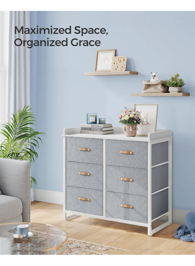 SONGMICS خزانة SONGMICS لغرفة النوم مع 6 أدراج، صندوق أدراج، مع طاولة تغيير مقاومة للماء، خزانة تنظيم التخزين، لغرفة الأطفال، الحضانة، غرفة المعيشة، الممر، رمادي - Image 4