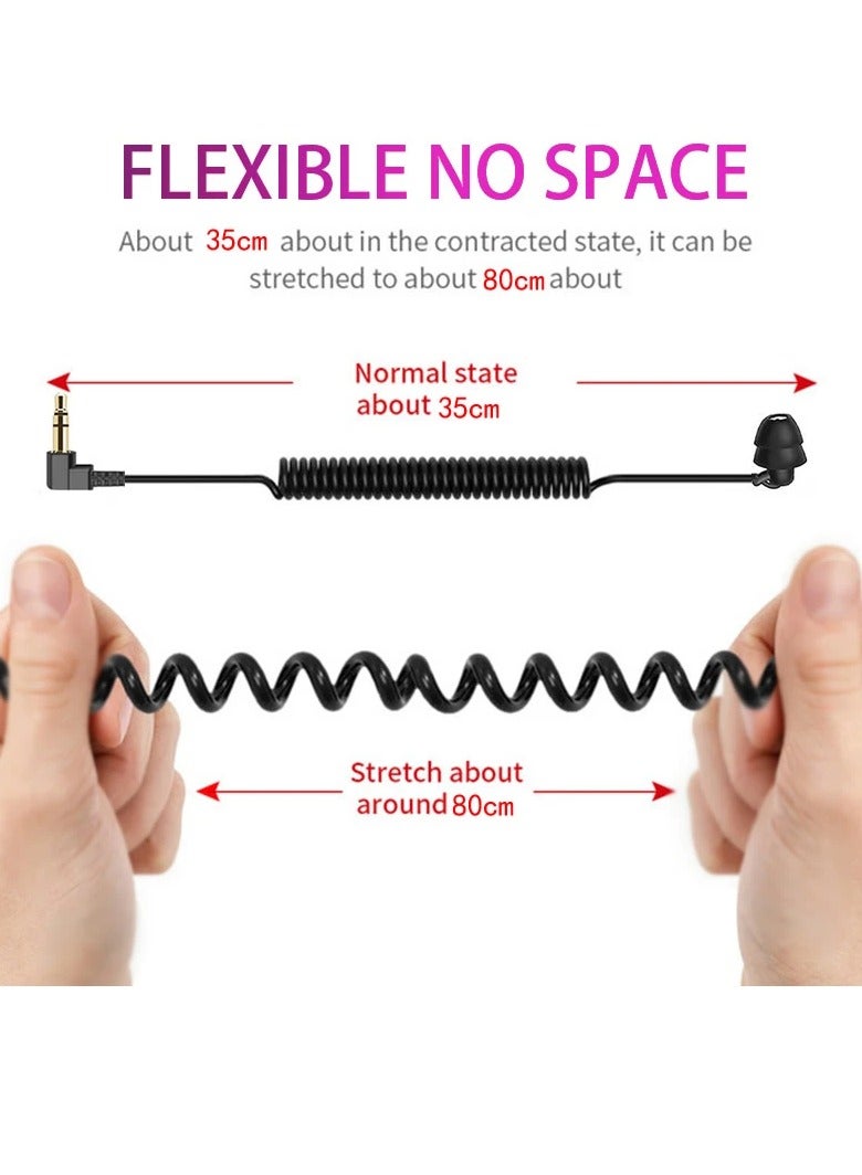 ارواق سماعات أذن زنبركية 3.5 ملم، سماعة أذن مدمجة ومحمولة من جانب واحد، مقبس فردي ثقيل داخل الأذن، سدادات أذن عازلة للضوضاء للهاتف المحمول، كمبيوتر MP3، (قطعة واحدة، أسود) - Image 3