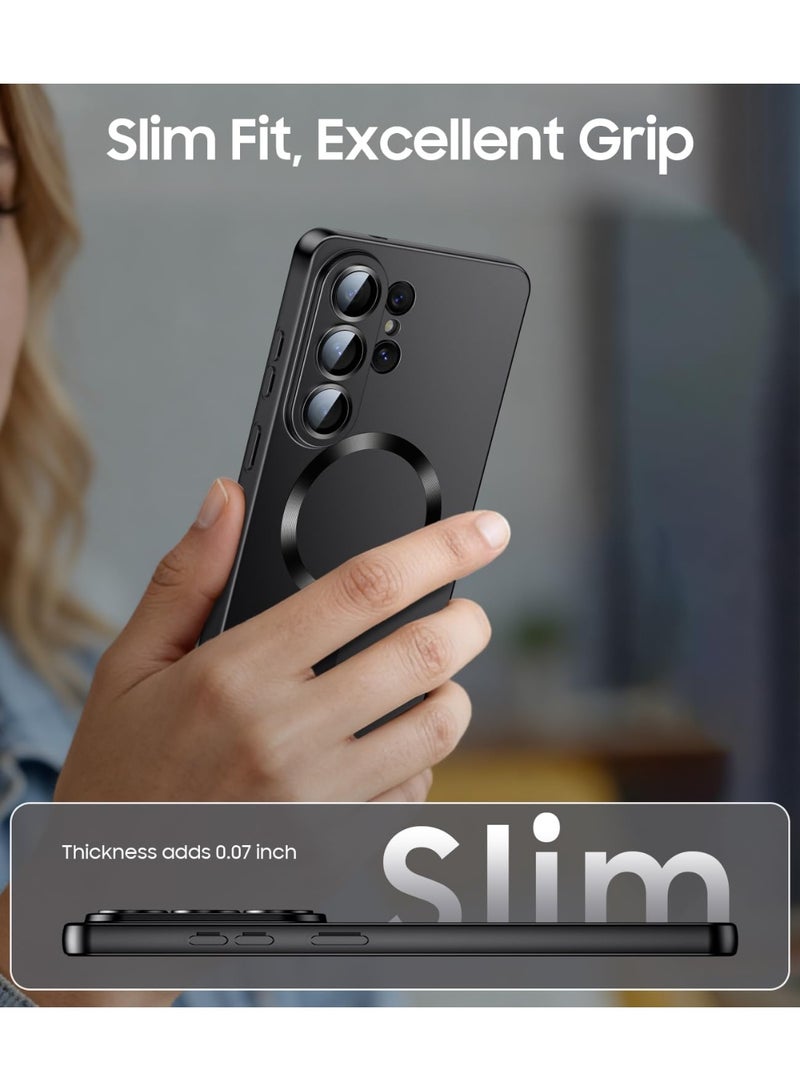 Magnetic for Samsung Galaxy S26 Ultra Case, Compatible with MagSafe, Slim Thin Matte Phone Case with Built-in Camera Lens Protector  Removable  Shockproof Phone Cover Black - Image 3