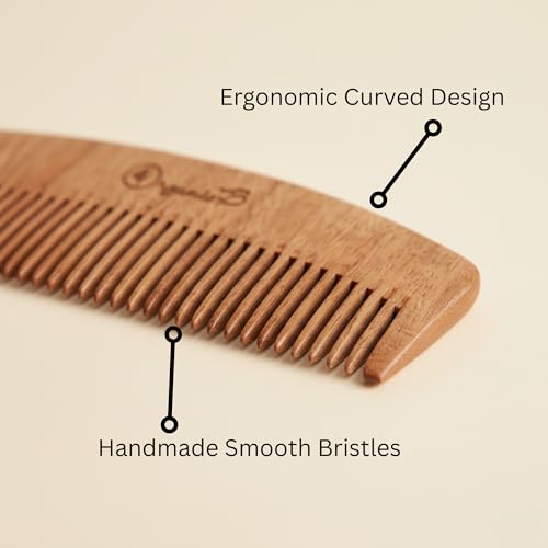 Organic B Moon Shaped Wooden Comb for Women Hair Growth - Handmade 100% Neem Wood Comb - Anti-Static, Plastic-Free, Neem Comb for Hair Growth, Pocket & Travel Friendly, Gentle Detangling - Image 2