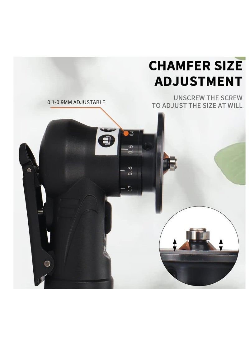 Mini Pneumatic Chamfering Machine, Portable Handheld 45 Degree Air Beveling Tool, Deburring, and Trimming, Light Linear Air Chamfer Tool for Metal Beveling, 1/4 Inch Air Inlet, 2 Blade Inserts - Image 2