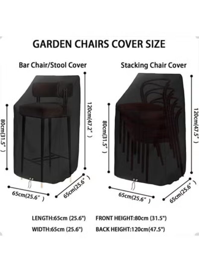 Outdoor Chair Covers, Patio Stacking Chair Cover Oxford Cloth Material, Black Waterproof Garden Chair Covers Waterproof, Chair Covers with Adjustable Cord (120x80x65) - Image 5
