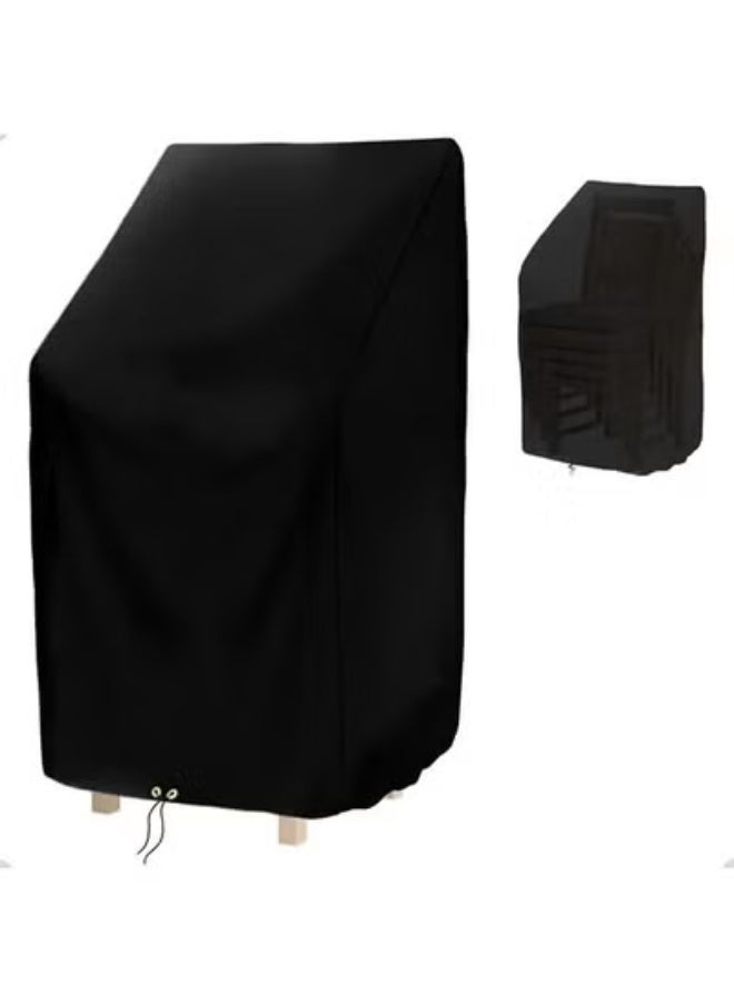 Outdoor Chair Covers, Patio Stacking Chair Cover Oxford Cloth Material, Black Waterproof Garden Chair Covers Waterproof, Chair Covers with Adjustable Cord (120x80x65) - Image 1