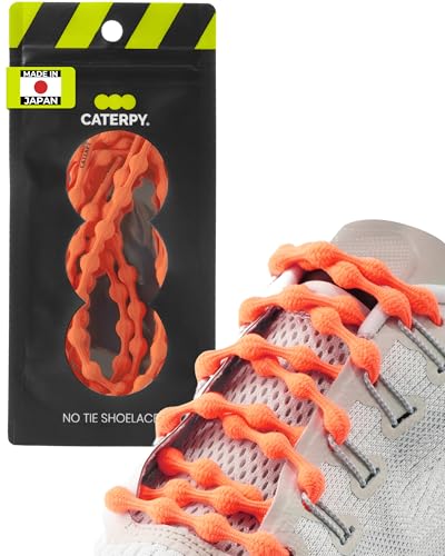 Caterpy RUN - Ultimate No Tie Shoelaces for Adults & Kids - Versatile & Easy-to-Use Shoe Laces - Citrus Orange, Standard, Single Pack - Image 1