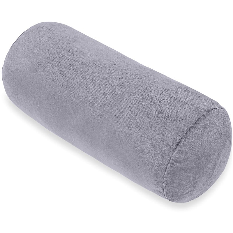 1 MIDDLE ONE Bolster Pillow with Removable Velvet Cover, Round Cylinder Neck Roll Pillow for Head, Back, Leg Support, Decorative Bed and Couch Pillow 16 x 6 Inches (Grey) - Image 1