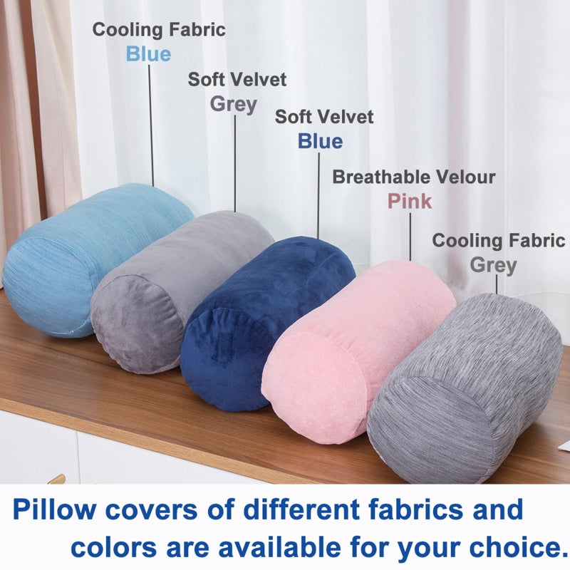 1 MIDDLE ONE Bolster Pillow with Removable Velvet Cover, Round Cylinder Neck Roll Pillow for Head, Back, Leg Support, Decorative Bed and Couch Pillow 16 x 6 Inches (Grey) - Image 5