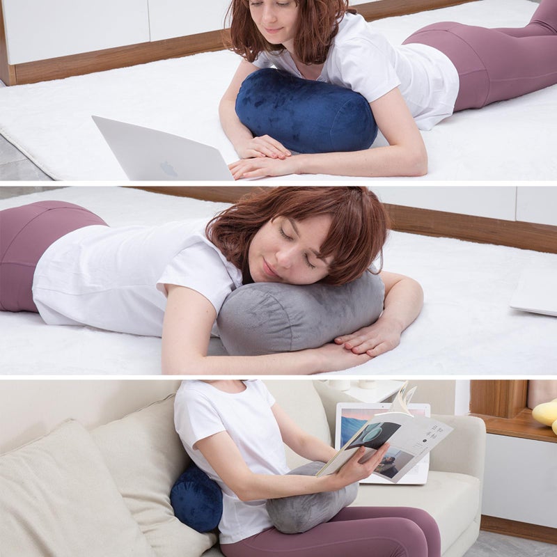 1 MIDDLE ONE Bolster Pillow with Removable Velvet Cover, Round Cylinder Neck Roll Pillow for Head, Back, Leg Support, Decorative Bed and Couch Pillow 16 x 6 Inches (Grey) - Image 4