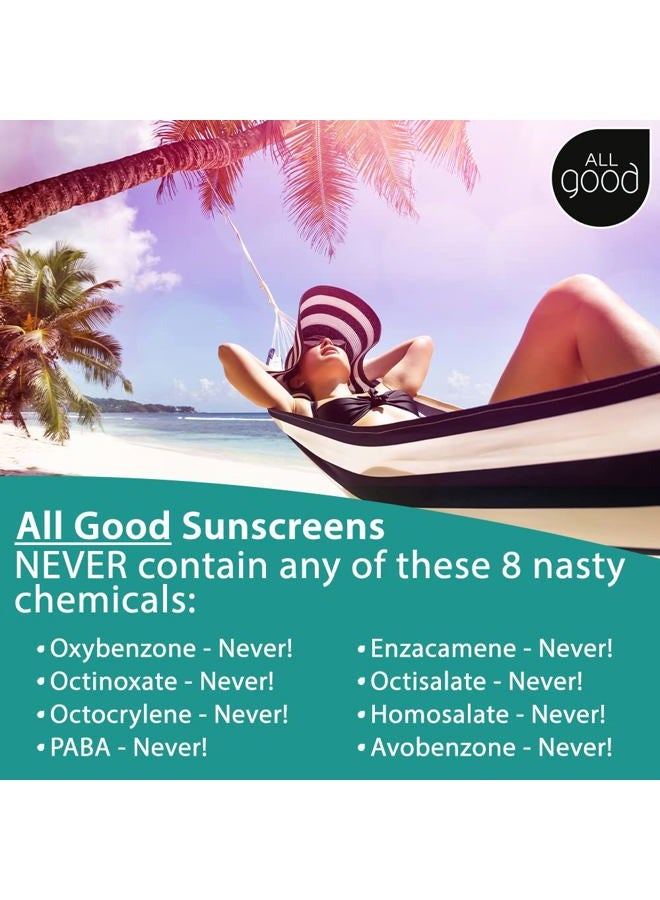 All Good Makes Everything Better واقي الشمس من أول غود - واقي شمس أكسيد الزنك - حجم السفر SPF 50+، واقي شمس طبيعي، مقاوم للماء للوجه، الأنف، الأذنين 1 أونصة (عبوة 2) - Image 4