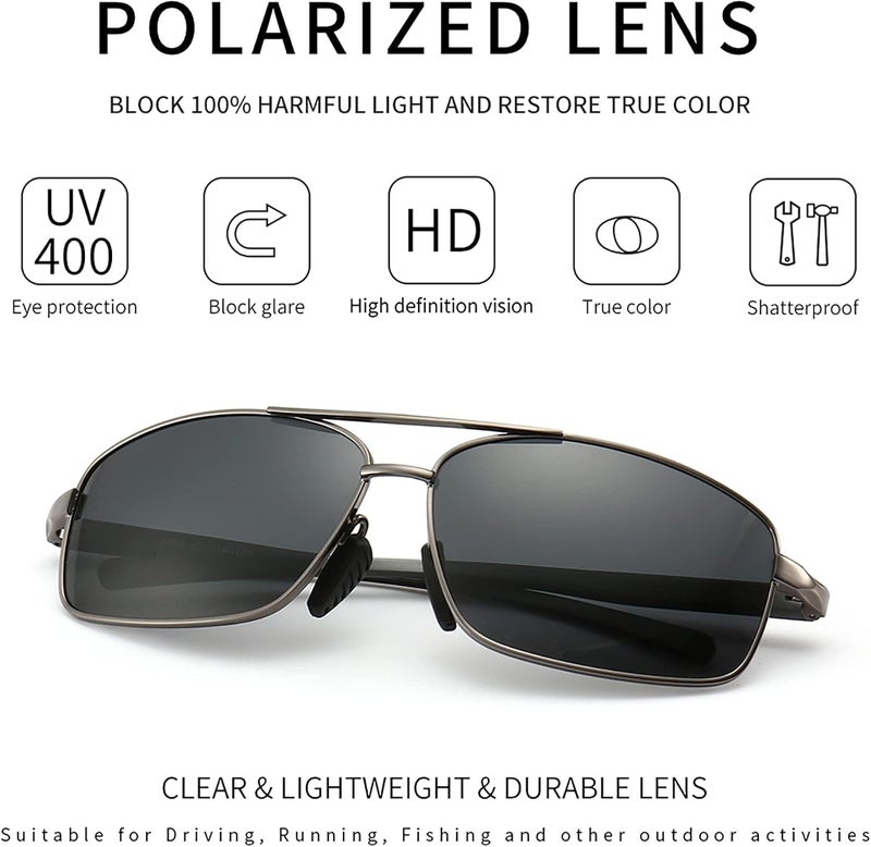 SUNGAIT Ultra Lightweight Rectangular Polarized Sunglasses UV400 Protection - Image 2