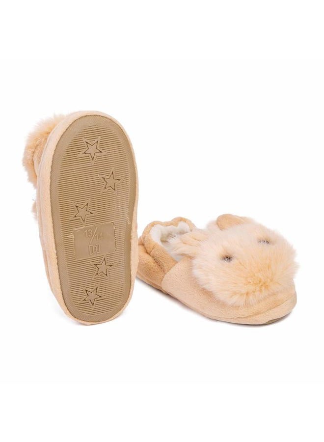 Csfry Toddler Boys Slippers Cartoon Cute Animals Plush Warm Home Shoes Beige, 24/25 EU - Image 4