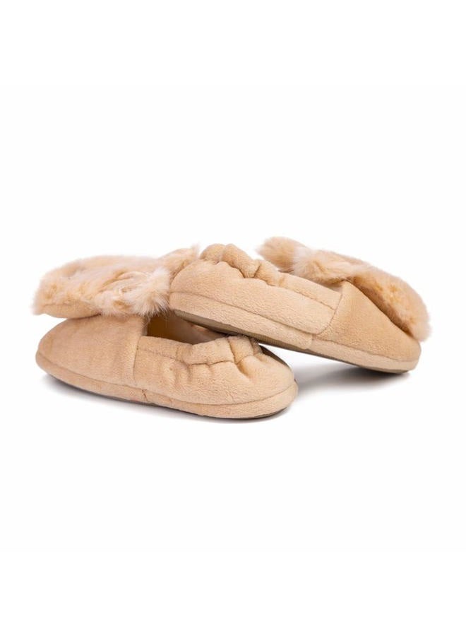 Csfry Toddler Boys Slippers Cartoon Cute Animals Plush Warm Home Shoes Beige, 24/25 EU - Image 5
