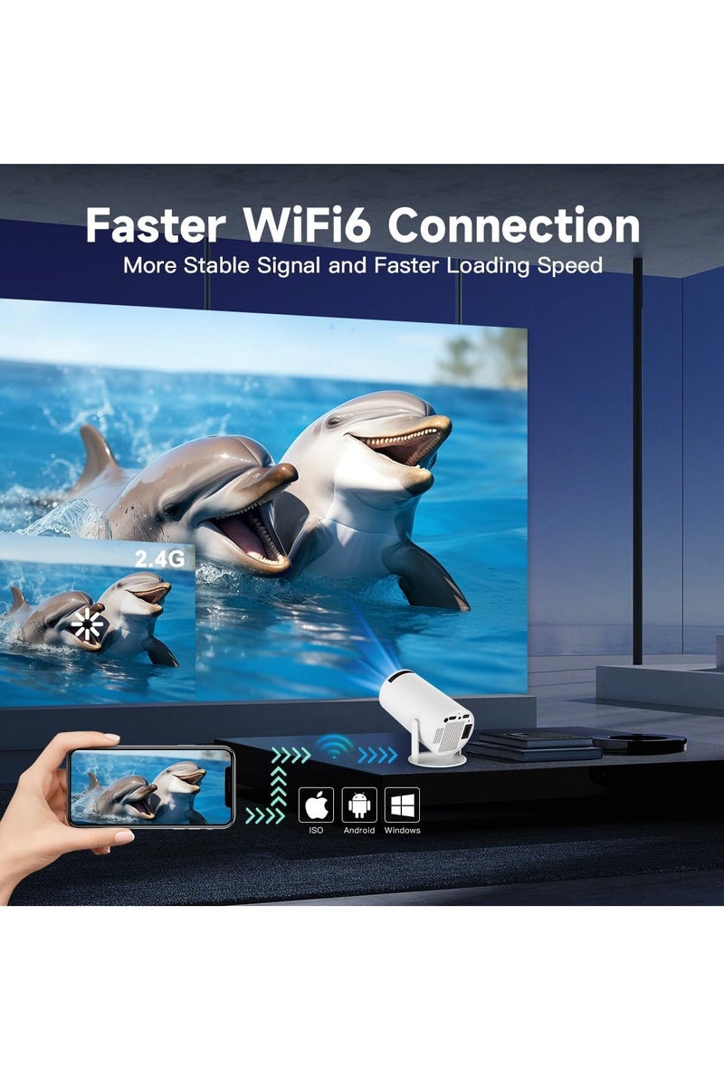 Mini Projector, Support 4K 1080P Portable Projector with Dual Band WIFI6 5G Wireless 5.2 Bluetooth Android 11, 160 ANSI Lumens, 180° Rotatable, Auto Keystone Correction - Image 4