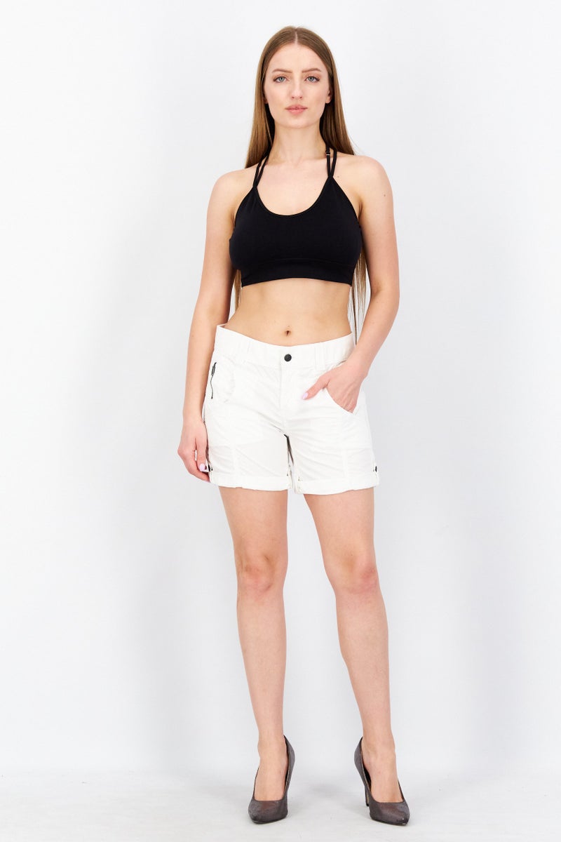 ESPRIT Women Solid Basic Shorts, White - Image 2