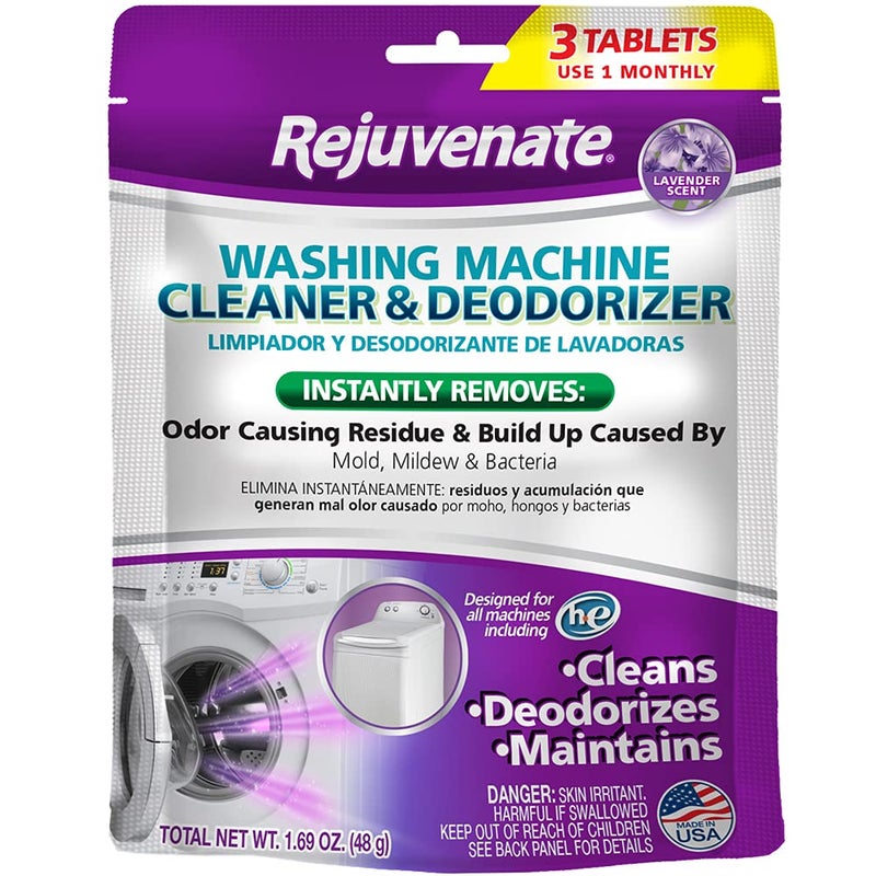 Rejuvenate Washing Machine Cleaner & Deodorizer Tablets 3 Months Supply (3 Tablets) - Image 1