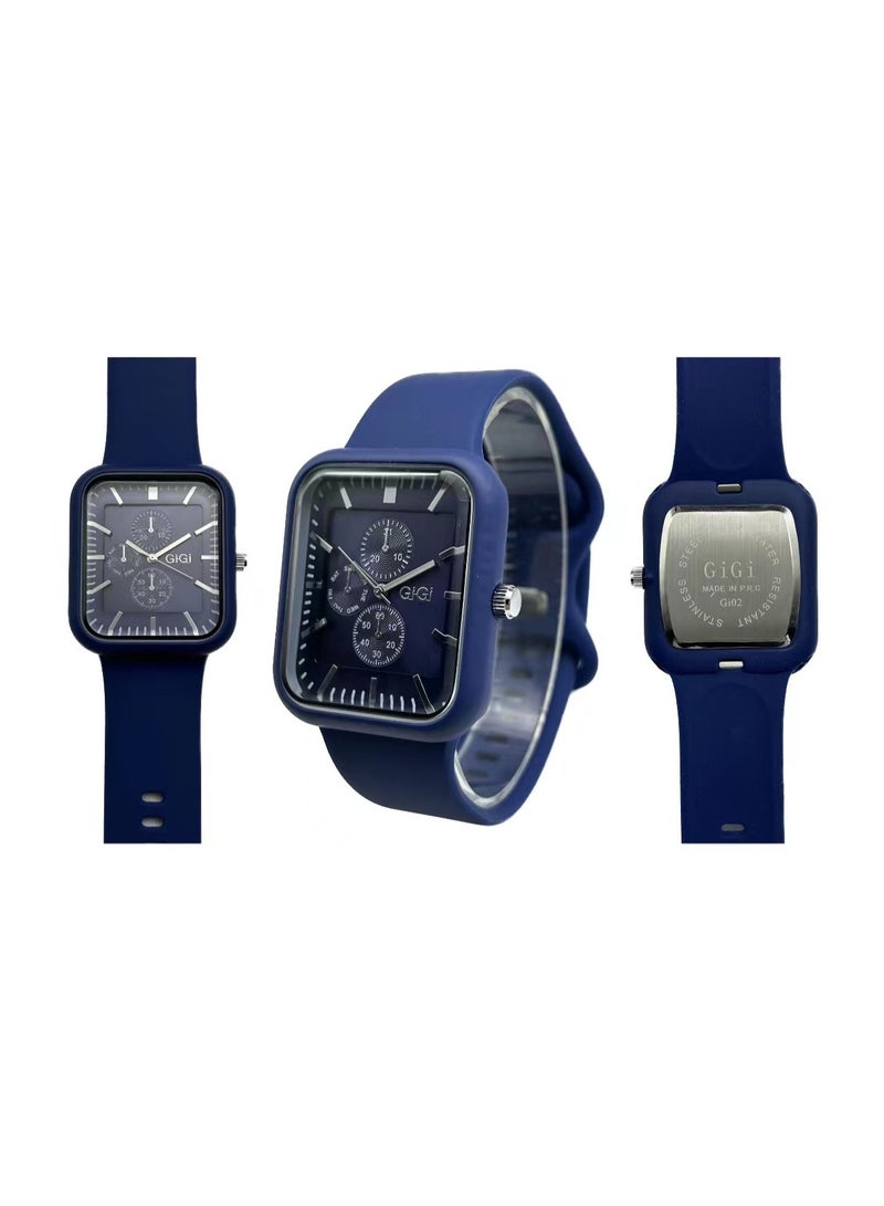 جيجي ساعة عصرية مستطيلة باللون الأزرق الداكن، بسوار سيليكون أنيق وواجهة أكثر جاذبية بتفاصيل دقيقة ولمسة فاخرة - Image 5