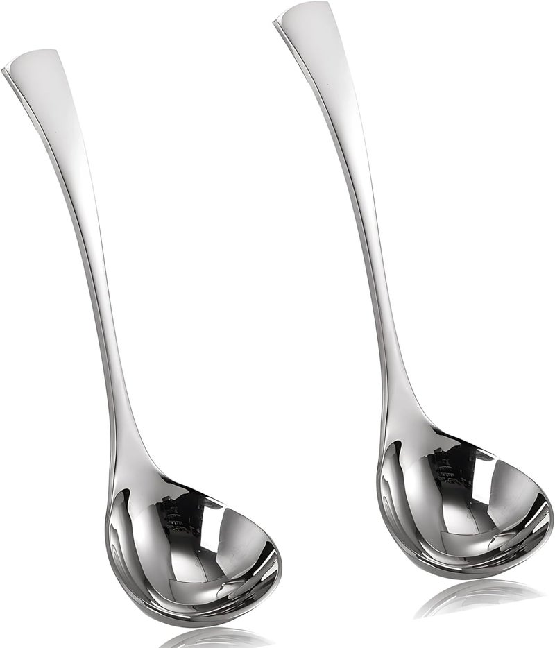 Comicfs 2 Pack Gravy Ladle, 18/10 Stainless Steel Soup Ladle, Small Soup Spoon, Sauce Ladles, Small Serving Ladles for Stirring, Mirror finished Soup Spoon and Dishwasher Safe, 8-Inch - Image 1