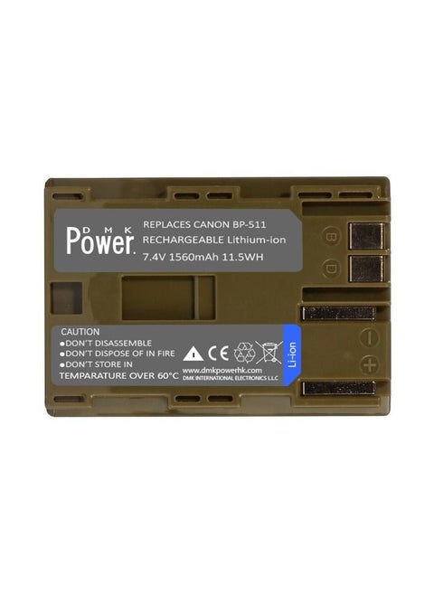 DMK Power BP-511(1560mAh) Battery Compatible with Canon EOS 5D, 50D, 40D, 20D, 30D, 10D, Digital Rebel, 1D, D60, 300D, D30, K-, Powershot G5, Pro 1, G2, G3, G6, G1, Etc