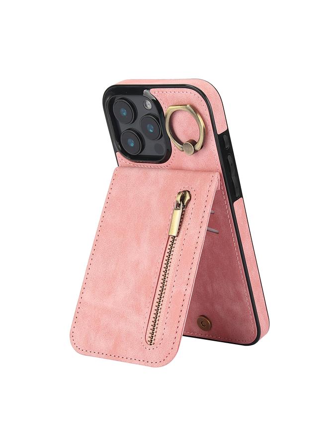 S-TOP Case For iPhone 16 Pro Max Retro Ring and Zipper RFID Card Slot Phone Case - Image 1