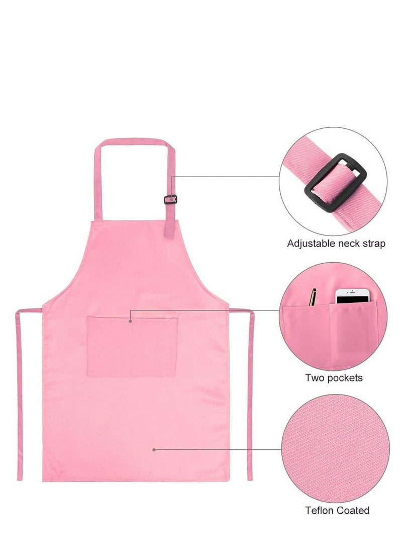 Y&D 4 Pieces Kids Apron Chef Hat Set - Boys Girls Aprons with Pockets for Kitchen Cooking Baking Painting - Image 3
