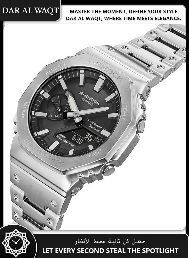 Casio G-Shock GM-B2100SD-1A Full Metal Watch - Stainless Steel Bezel & Band, Bluetooth Connectivity, Solar Powered, Silver Vapor Deposition Dial, Shock Resistant, 200M Water Resistance, Inspired by DW-5000C - Image 3