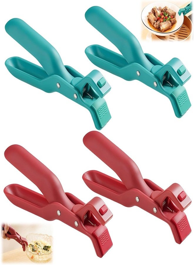 DPWOUM 4 Pcs Hot Plate Grippers, Multi Purpose Hot Plate Gripper Grabber Tool with Lock, Anti-Scald Bowl Dish Grippers for Kitchen - Image 1