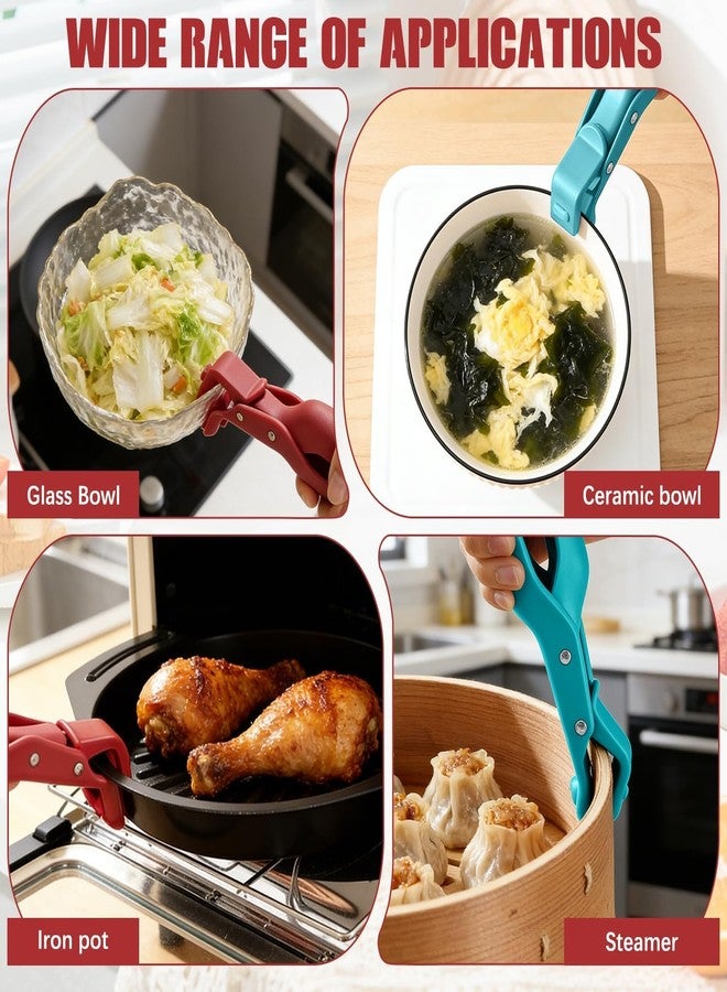 DPWOUM 4 Pcs Hot Plate Grippers, Multi Purpose Hot Plate Gripper Grabber Tool with Lock, Anti-Scald Bowl Dish Grippers for Kitchen - Image 3
