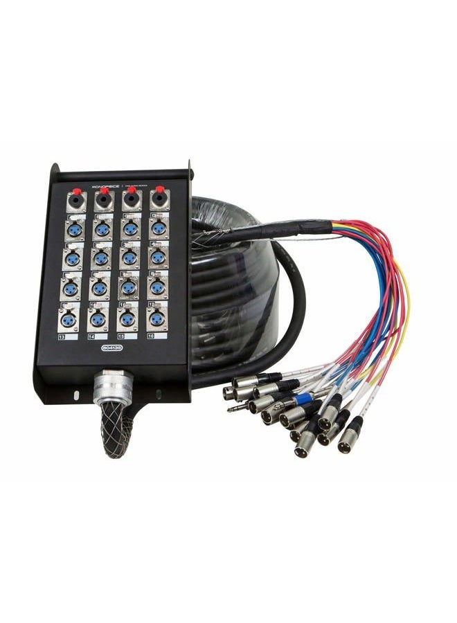 Monoprice 20-Channel Snake & 16 XLR x 4 TRS Stage Box - 100 Feet With 16 Downstream and 4 Upstream Connections - Black - Image 1
