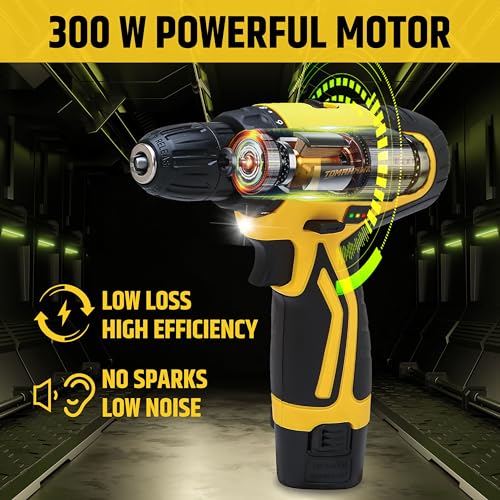Tomahawk T7384 12V Cordless Drill/Screwdriver | 10mm Keyless Chuck | 2-Speed 350/1350 RPM | Double Battery | LED Light, 28Nm Torque | Ideal for Home, DIY, Wood & Metal Drilling - Image 4