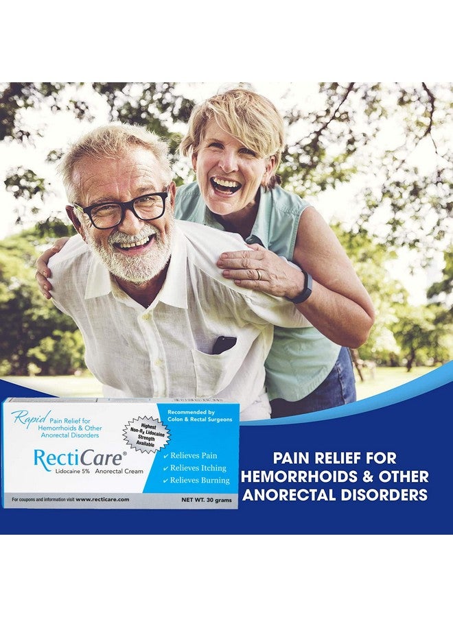 RectiCare Anorectal Lidocaine 5% Cream: Topical Numbing Cream for Treatment of Hemorrhoids & Other Anorectal Disorders - 30g Tube - Image 4
