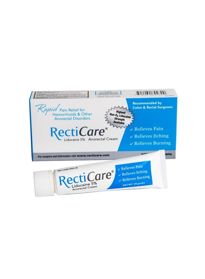 RectiCare Anorectal Lidocaine 5% Cream: Topical Numbing Cream for Treatment of Hemorrhoids & Other Anorectal Disorders - 30g Tube - Image 1