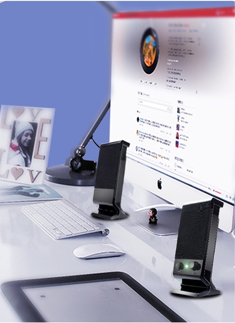 SADA - Computer Speaker  Compact and Delicate Laptop Speakers with Volume Control and 3.5 Mm Audio Plug, USB-Powered Desktop Speaker Suitable for PC Monitor, Tablets and Cellphone - Image 1