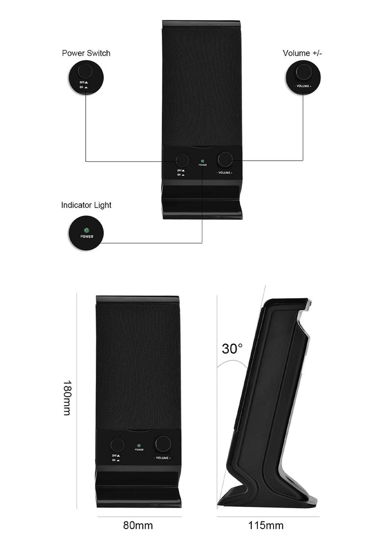 SADA - Computer Speaker  Compact and Delicate Laptop Speakers with Volume Control and 3.5 Mm Audio Plug, USB-Powered Desktop Speaker Suitable for PC Monitor, Tablets and Cellphone - Image 1