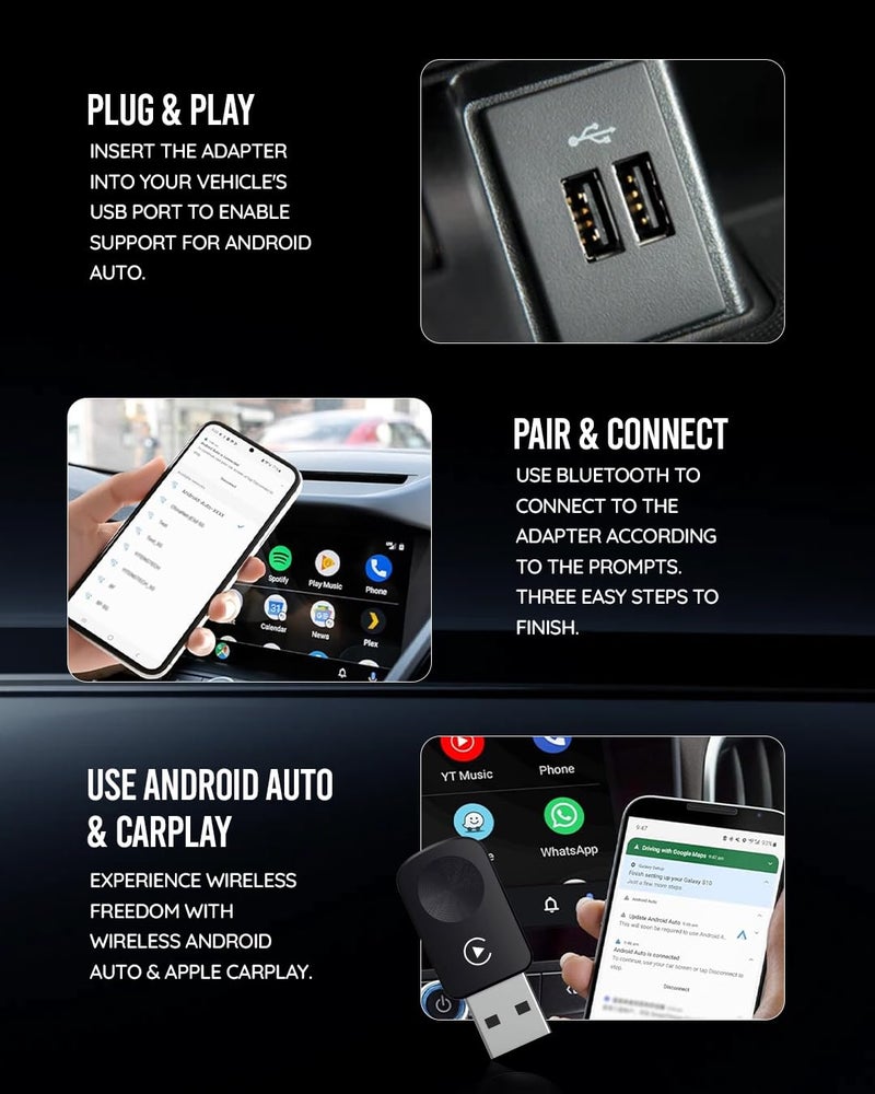 Pronod Wireless Carplay Adapter Revv Edition | Android Auto Wireless Adapter with USB A & USB C Support| Auto Connect & Stable Performance | OEM Control Compatible | 12 Months Warranty- Plug & Play - Image 3