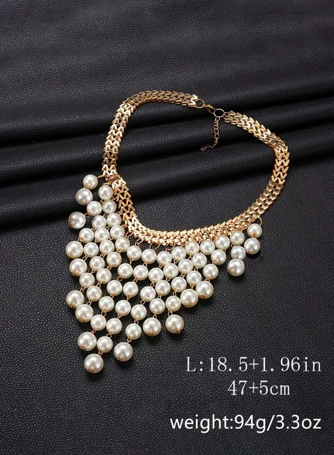 Take Two Embellished Tassel Faux Pearl Necklace