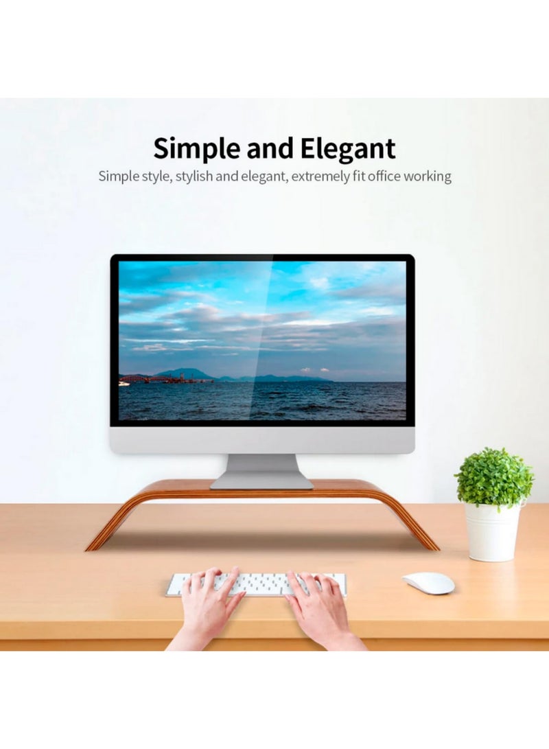 1PCS Wood Monitor Stand Riser Computer Desk Holder Desktop Dock Wooden Mount Display for PC TV Screen Notebook Laptop (50.5 x 23.5 x 9.2cm) - Image 2