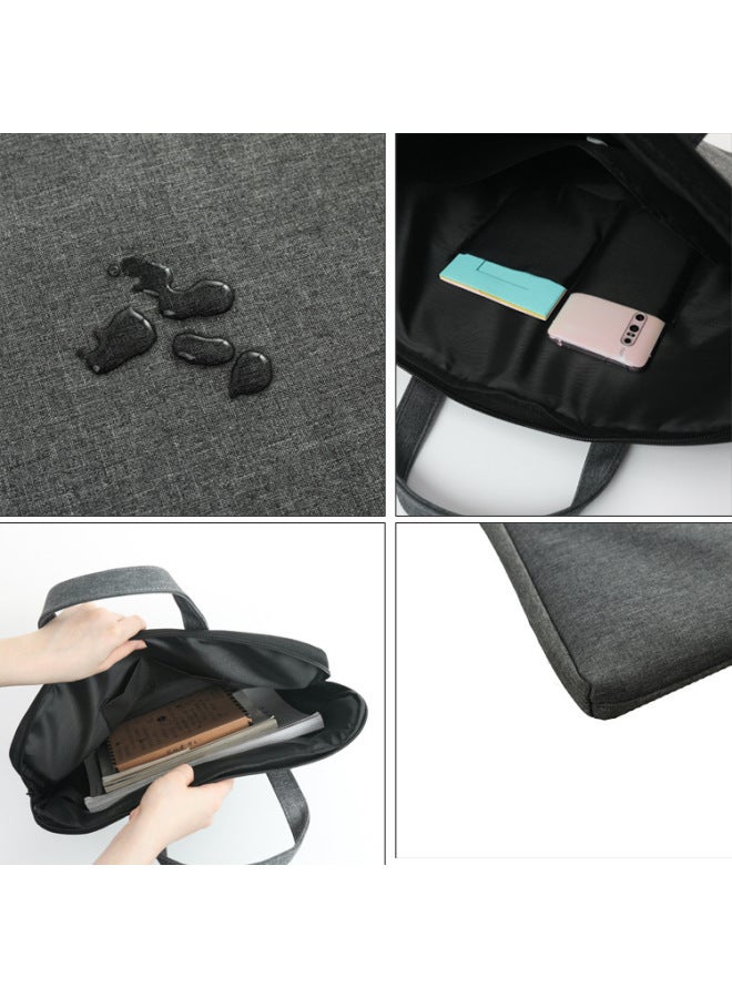 Men's Briefcase Business Document Bag Government Document Bag Handbag Female Canvas A4 Civil Servant Computer Bag Custom-Color:dark Gray Briefcase - Image 5