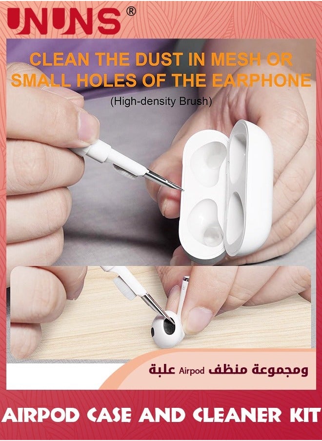 AirPods Case With Cleaner Kit,3 in 1 Soft Silicone Full Protective Cover Cleaning Pen And Keychain,Compatible Airpods 2nd/1sT Generation Charging Case,White