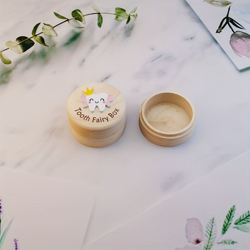 صندوق خشبي ساحر للأسنان الخيالية مع تفاصيل ثلاثية الأبعاد للأسنان، قطعتان لحفظ الذكريات، هدية مثالية للأهل الجدد في أعياد الميلاد وعيد الحب وعيد الفصح وعيد الشكر وعيد الهالوين والكريسماس - Image 4