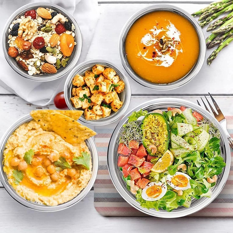Stainless Steel Mixing Bowls Set of 5 with Colourful Silicone Lids - Image 5