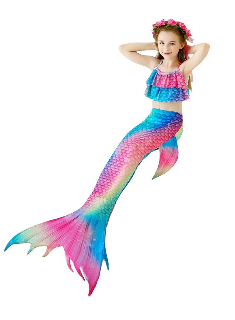 أزياء للأطفال الصغار من سن 3 إلى 10 سنوات، مجموعة لعب الأدوار المكونة من 9 قطع من ملابس حورية البحر للأطفال من سن 3 إلى 10 سنوات، أزياء حفلات أعياد الميلاد والهالوين والكريسماس - Image 3