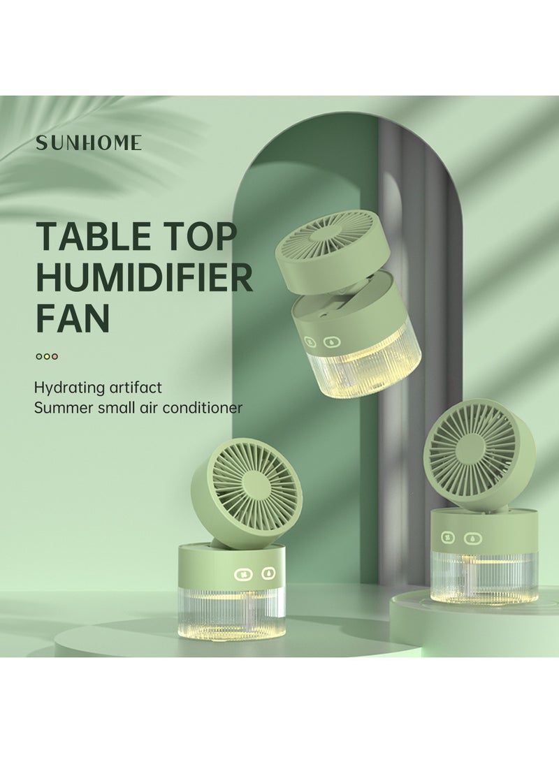 صن هوم مرطب محمول 2 في 1 3 سرعات بمروحة مع ضوء ليلي 350 مل 5 وات HH-190 أخضر - Image 1