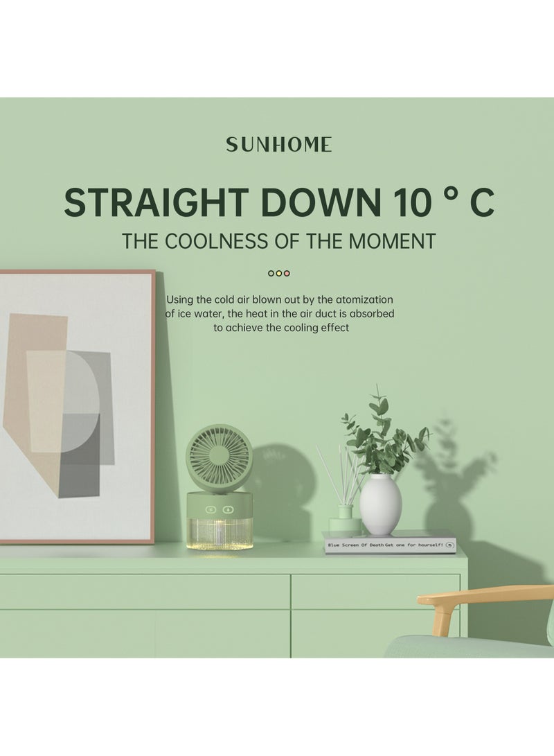 صن هوم مرطب محمول 2 في 1 3 سرعات بمروحة مع ضوء ليلي 350 مل 5 وات HH-190 أخضر - Image 4