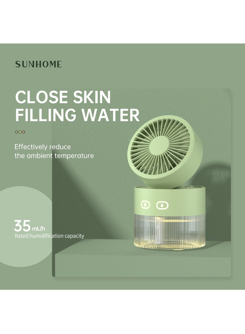 صن هوم مرطب محمول 2 في 1 3 سرعات بمروحة مع ضوء ليلي 350 مل 5 وات HH-190 أخضر - Image 5