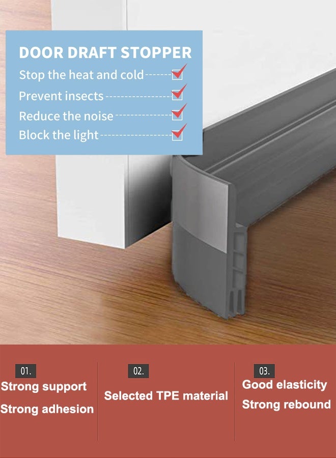 300cm Door Draft Stopper,Under Door Seal, Adhesive Under Door Seal for Exterior & Interior Doors, Under Door Draft Blocker Dustproof, Soundproof Door Sweep Strip,Door Bottom Weather Stripping (3M Black) - Image 3