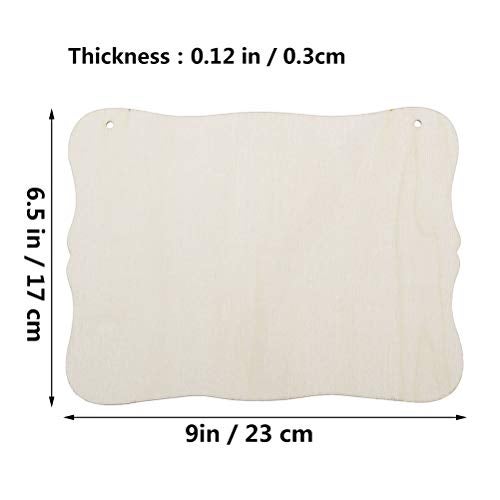 JANOU 3pcs Unfinished Wood Sign Blank Hanging Wooden Plaque DIY Craft Project Wood Sign with Rope Door Wall Art Decorative, Style 3, 9x6.5'' - Image 3
