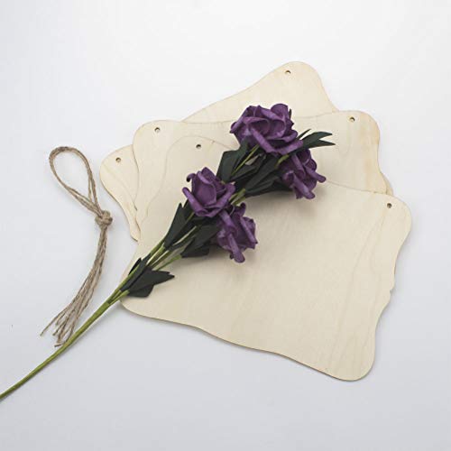 JANOU 3pcs Unfinished Wood Sign Blank Hanging Wooden Plaque DIY Craft Project Wood Sign with Rope Door Wall Art Decorative, Style 3, 9x6.5'' - Image 5