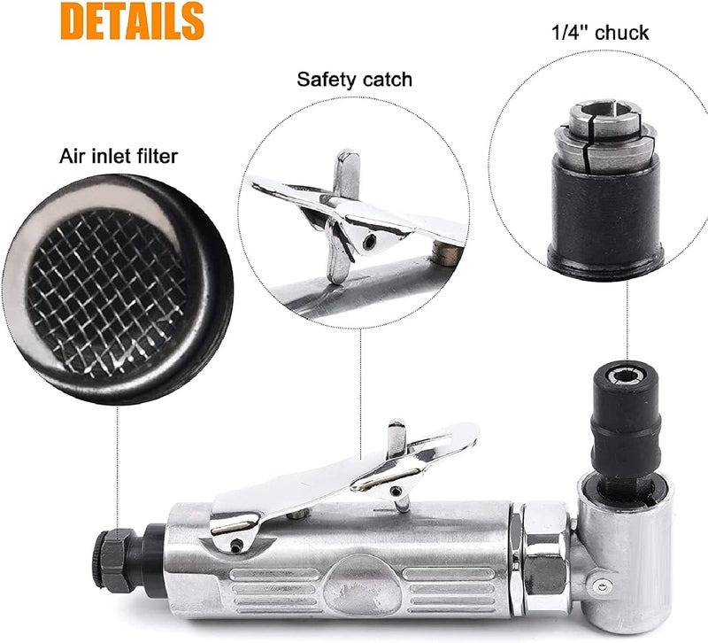 Pneumatic Grinder Set, Safety Switch, Adjustable Speed, Right Angle Grinder For Carving Chamfering - Image 4